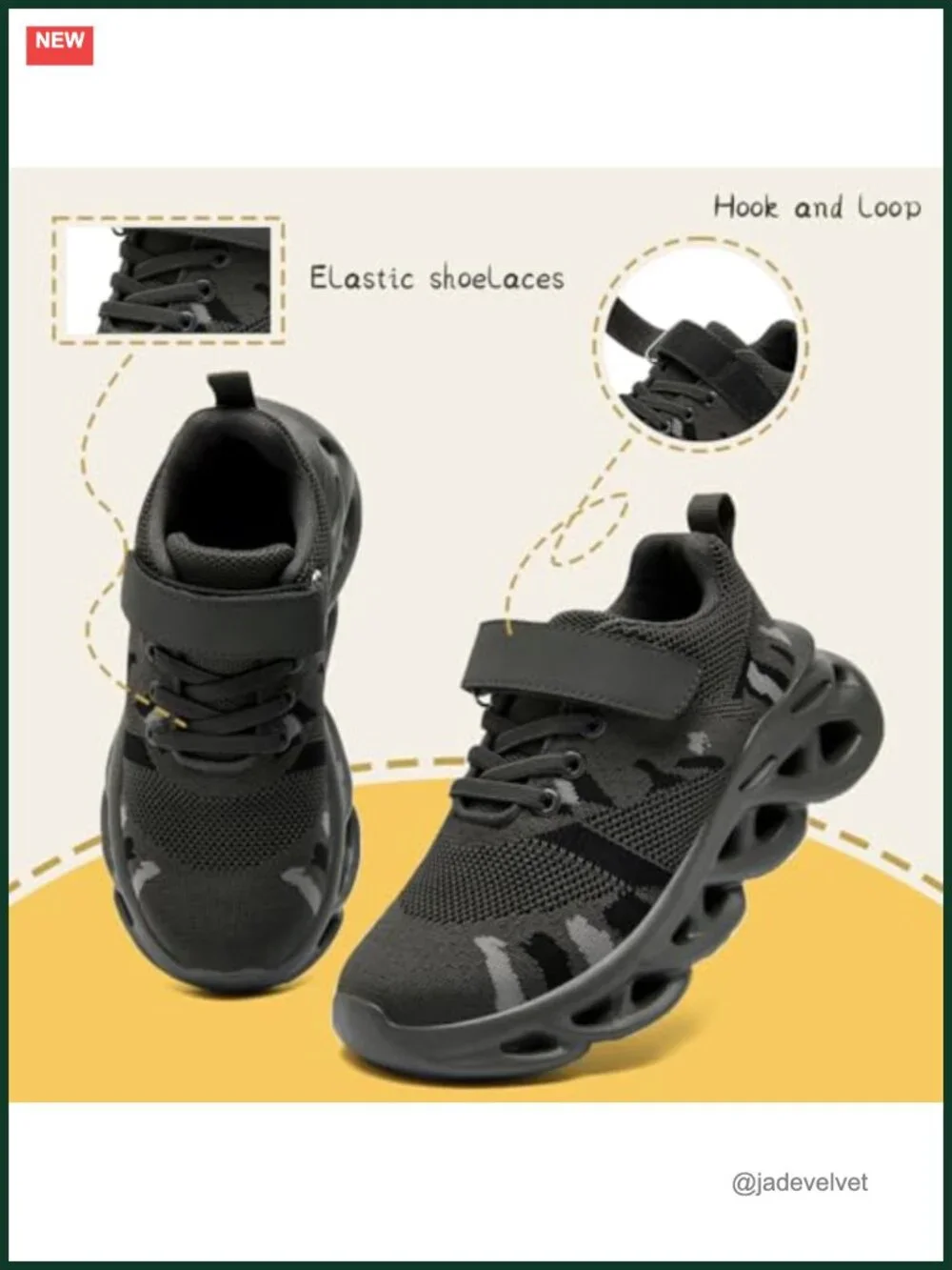 Kids Lightweight Mesh Athletic Shoes with Hook & Loop Closure